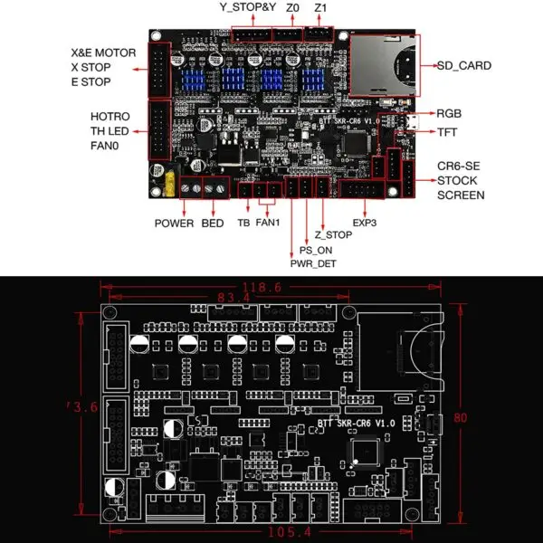 BTT SKR CR6 V1.0 32 Bit Control Board with TMC2209 UART Driver 3D Printer Parts for CREALITY CR6-SE - Image 2