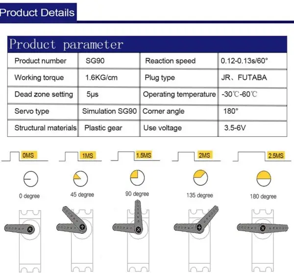 SG90 9G Micro Servo Motor - Image 3
